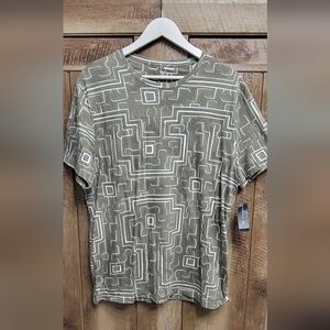 NWT Mens Geometric Pattern Olive Green Men's Shirt